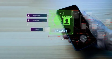 Concept of using Passkey instead of a code set for maximum security Biometr.. Stock Photos