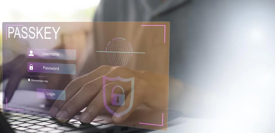 Concept of using Passkey instead of a code set for maximum security Biometr.. 写真素材