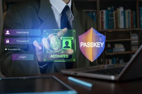 Concept of using Passkey instead of a code set for maximum security Biometr.. 스톡 사진