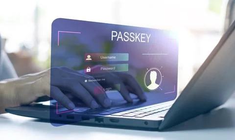 Concept of using Passkey instead of a code set for maximum security Biometr.. Stock Photos