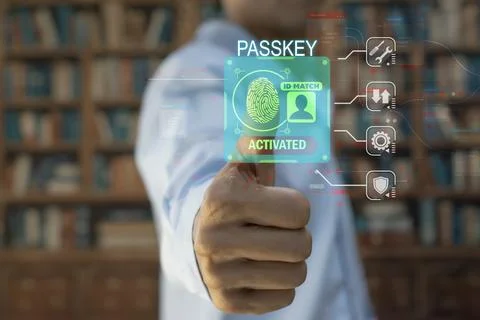 Concept of using Passkey instead of a code set for maximum security Biometr.. 스톡 사진