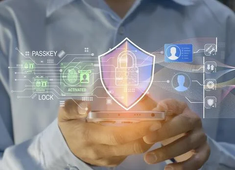 Concept of using Passkey instead of a code set for maximum security Biometr.. 스톡 사진
