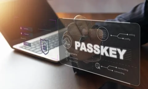 Concept of using Passkey instead of a code set for maximum security Biometr.. Stock Photos