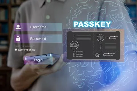 Concept of using Passkey instead of a code set for maximum security Biometr.. Stock Photos