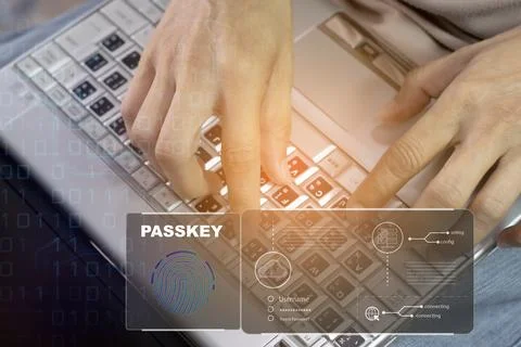 Concept of using Passkey instead of a code set for maximum security Biometr.. Stock Photos