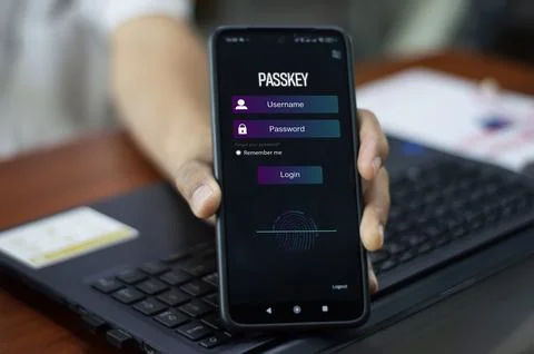 Concept of using Passkey instead of a code set for maximum security Biometr.. Stock Photos