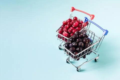 The concept of using quick-frozen berries. Stock Photos