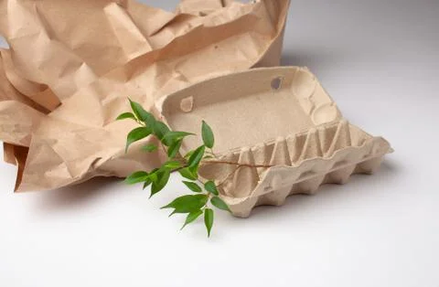 Concept of using recycled cardboard for packaging Stock Photos