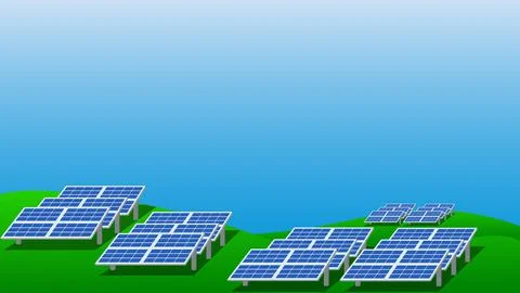 Concept using solar panels for renewable energy production to protect environmen Stock Illustration