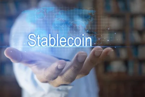 The concept of using stablecoins in the financial system Stock Photos