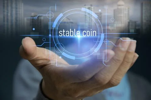 The concept of using stablecoins in financial systems Foto stock