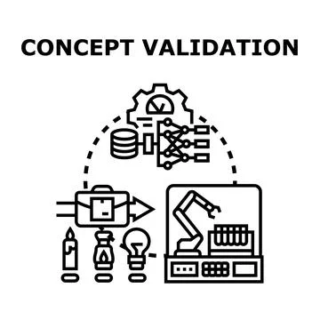 Concept validation process identifying new business solution Stock Illustration