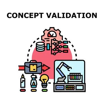 Concept validation process identifying new business solution Stock Illustration