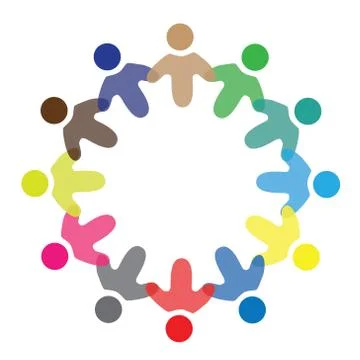 Concept vector graphic- colorful school children icons ( signs ) as ring. The Stock Illustration