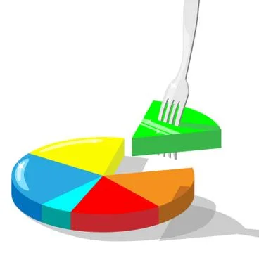 Concept vector illustration symbolizing taking market  share. Section of diag Stock Illustration