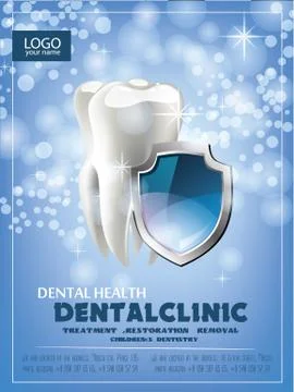 The concept of vector realistic illustration. Tooth on a blue green sparkling Stock Illustration