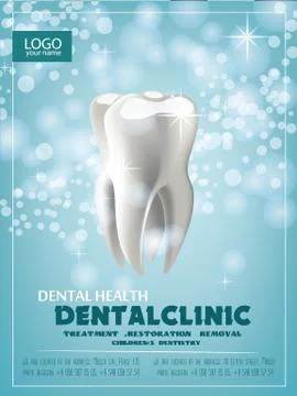 The concept of vector realistic illustration. Tooth on a blue green sparkling Stock Illustration