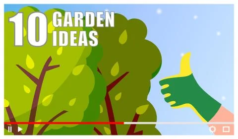 Concept of vector video player interface. Screensaver of tutorial about garden Illustrazione stock