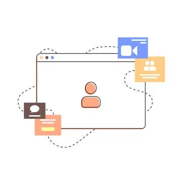 Concept video call icon with one user. イラスト素材