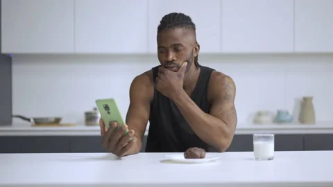 Concept of viewing information at breakfast. Stock Footage 160967127