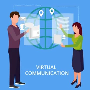 Concept of virtual communication, vector illustration Stock Illustration