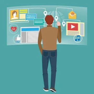 Concept of virtual communication, vector illustration Stock Illustration