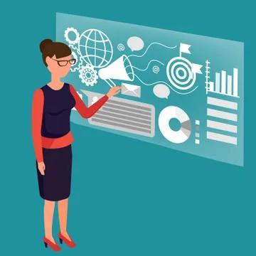 Concept of virtual communication, vector illustration Illustrazione stock