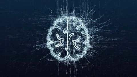 The concept of a virtual cyber brain consisting of a code of numbers and symbols Stock Footage 121175150