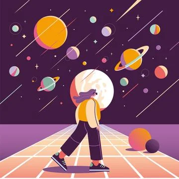 Concept of virtual reality technology, Future digital metaverse, cartoon st.. Stock Illustration