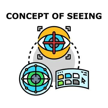 Concept of vision seeing and observing process Stock Illustration