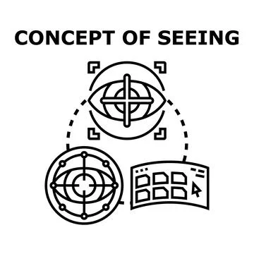 Concept of vision seeing and observing process Stock Illustration