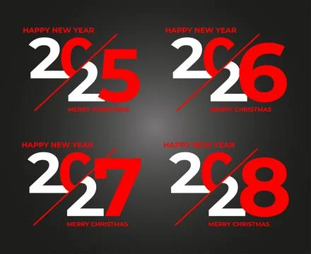 Concept for vision year 2025-2028 on dark background. Stock Illustration