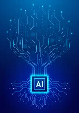 Concept visualization of AI microchip イラスト素材