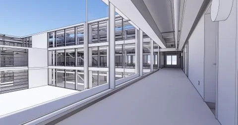 Concept visualization empty public space of business centre Stock Illustration