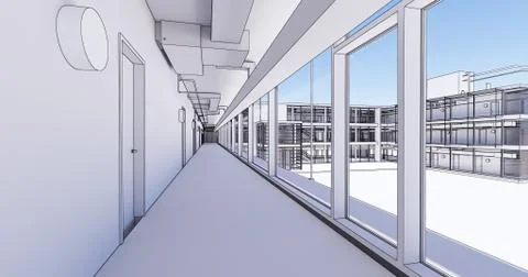 Concept visualization empty public space of business centre Stock Illustration