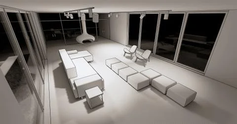 Concept visualization interior of residential house space at modern style Stock Illustration