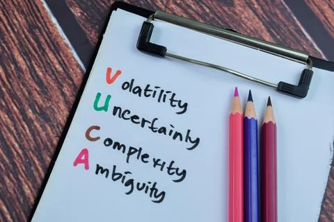 Concept of VUCA - Volatility, Uncertainly, Complexity, Ambiguity 스톡 사진