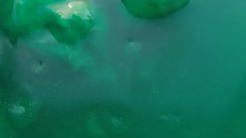 Concept of water pollution, poor environment. Green toxic mucus water Stock Footage 121029445