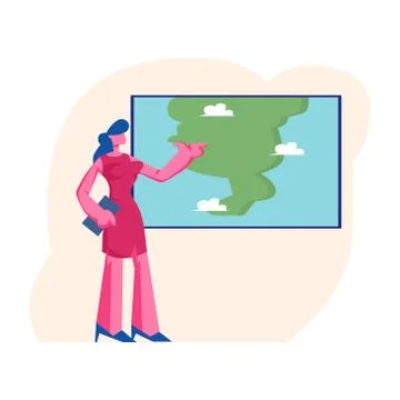 The concept of weather forecast on television. Vector illustration. Stock Illustration
