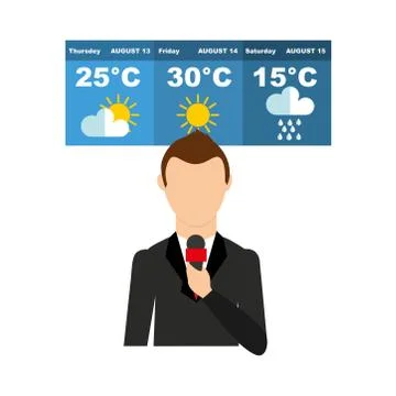 The concept of weather forecast on television. Vector illustration. Stock Illustration