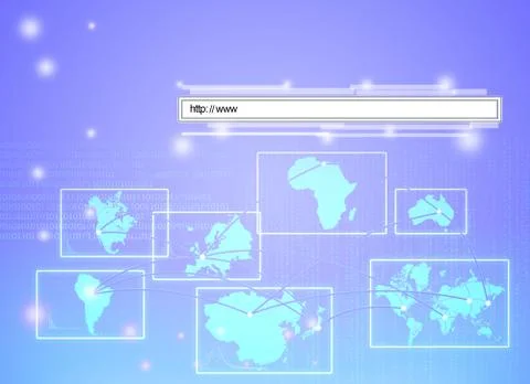 Concept of a web address linking all continents Illustrazione stock