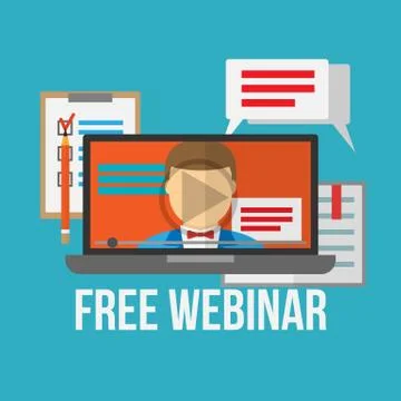 Concept for webinar, online learning, professional lectures in internet Stock Illustration