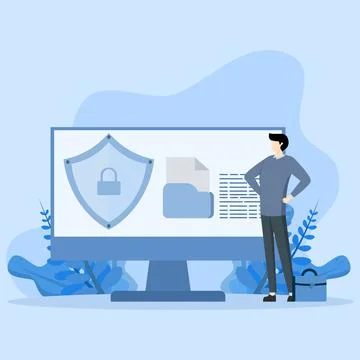 Concept of website security and internet usage,Security and data locking. Stock Illustration