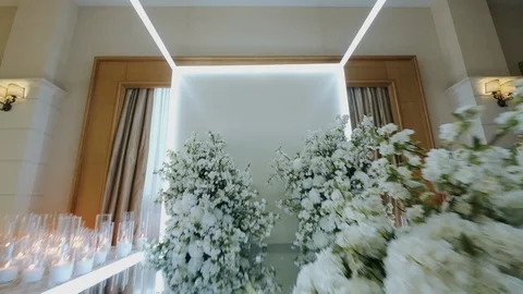 Concept Of Wedding Decor. Wedding Arch Is Decorated With Flowers. Stock-Footage 110755781