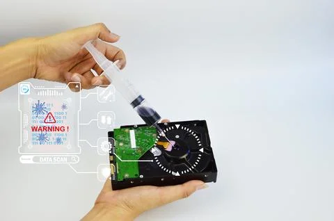 Concept When computer data is infected with a virus, it can be difficult to.. Foto stock