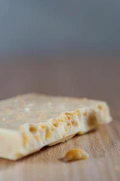 Concept of white chocolate in close-up Stock Photos