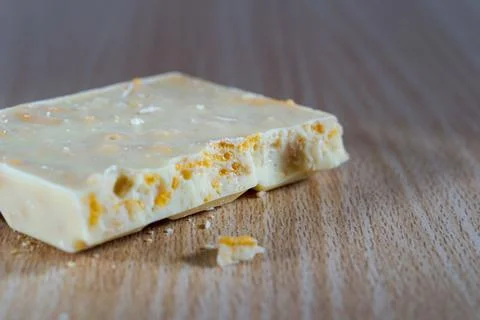Concept of white chocolate in close-up Stock Photos