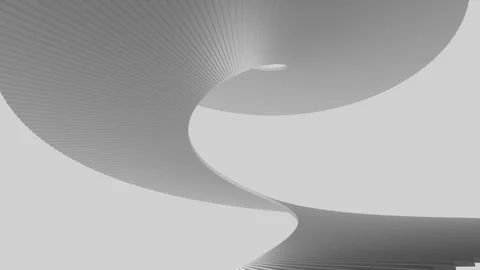 The concept of a white spiral staircase going up to infinit Stock Footage 270089421