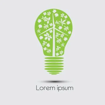 Concept wind turbine  in light bulb symbol of renewable energy Stock Illustration