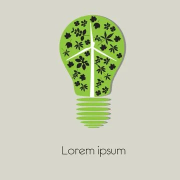 Concept wind turbine  in light bulb symbol of renewable energy Stock Illustration